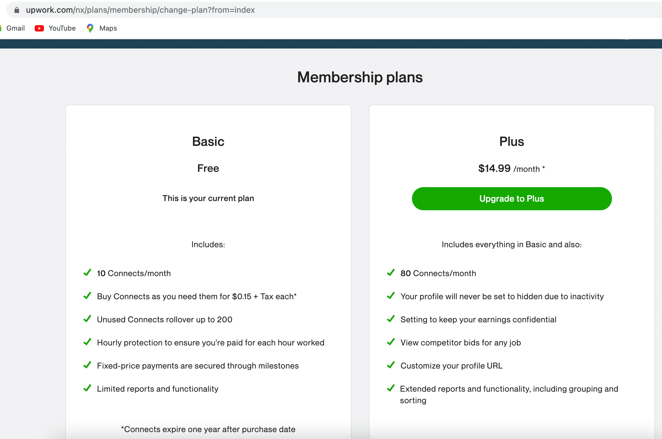 Adhésion et travail gratuits vs Plus - Upwork Community