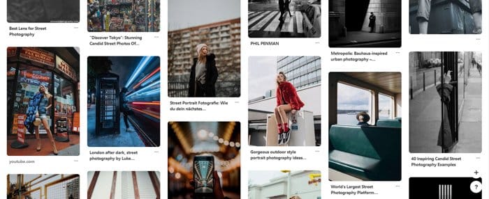 Une capture d'écran d'un site de photographie