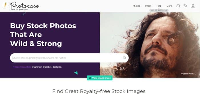 A screenshot of Photocase website