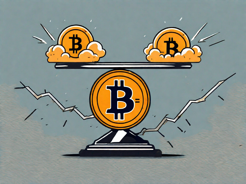 Ein Blitz trifft auf ein Bitcoin-Symbol